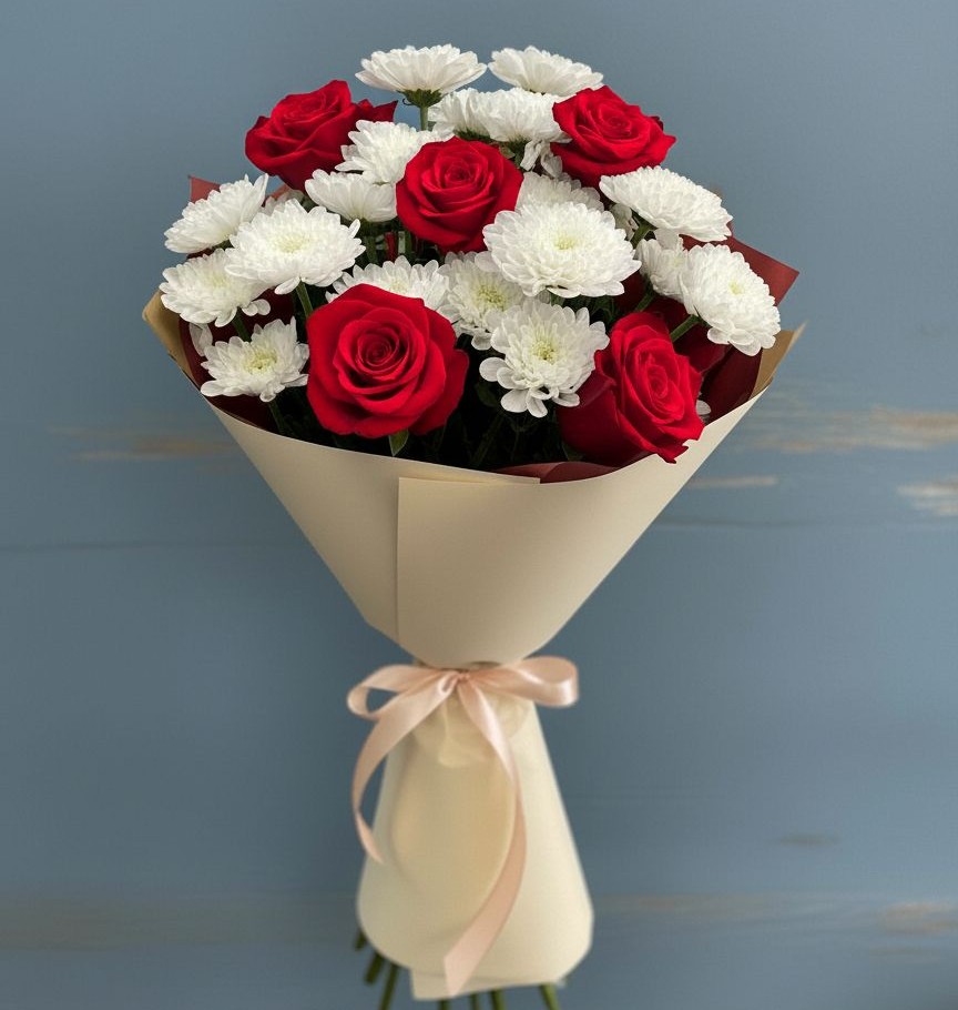 Букет цветов из: Розы и Хризантемы в Новоегорьевском