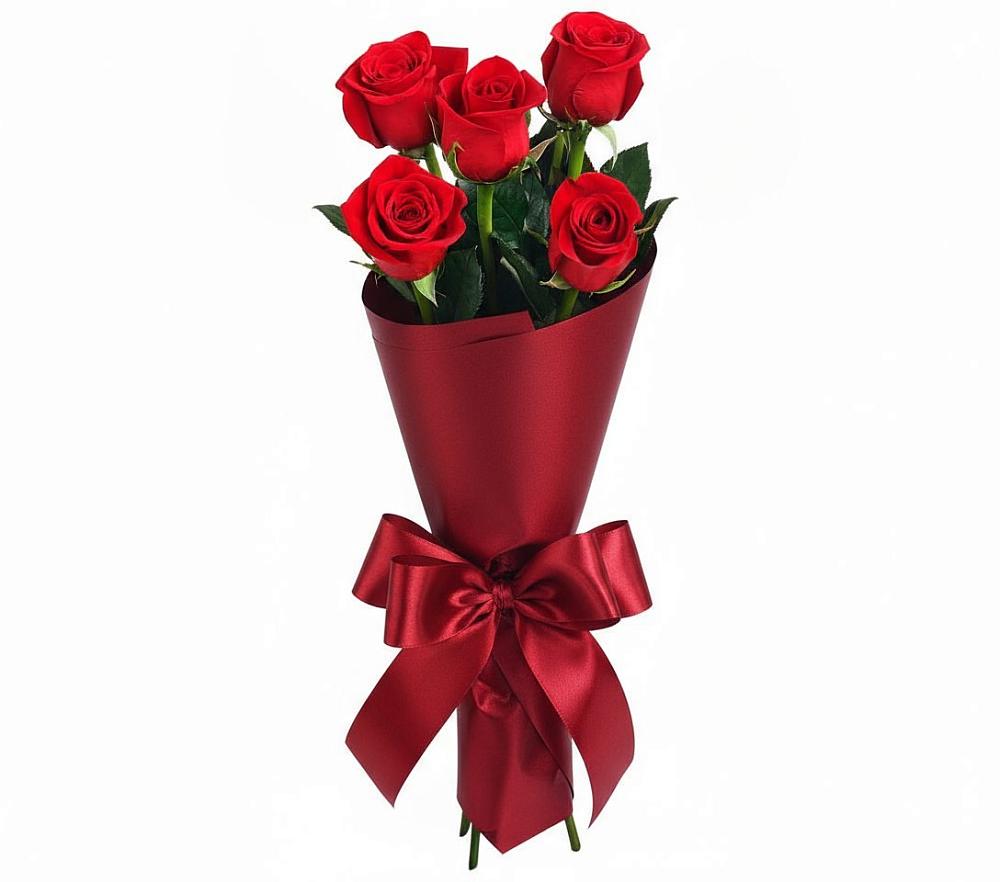 Букет 5 Красных роз Эдлесс Лав в Новоегорьевском