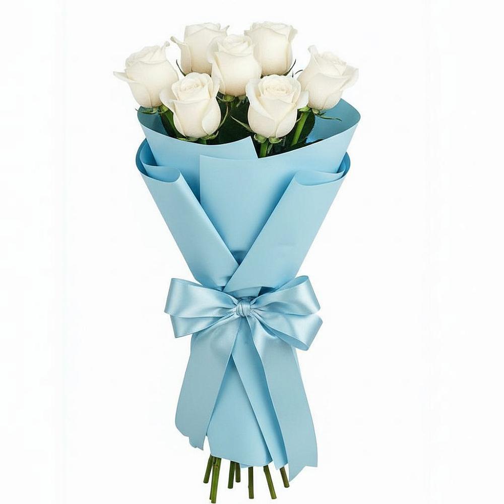 Букет 7 белых роз Проуд в Новоегорьевском