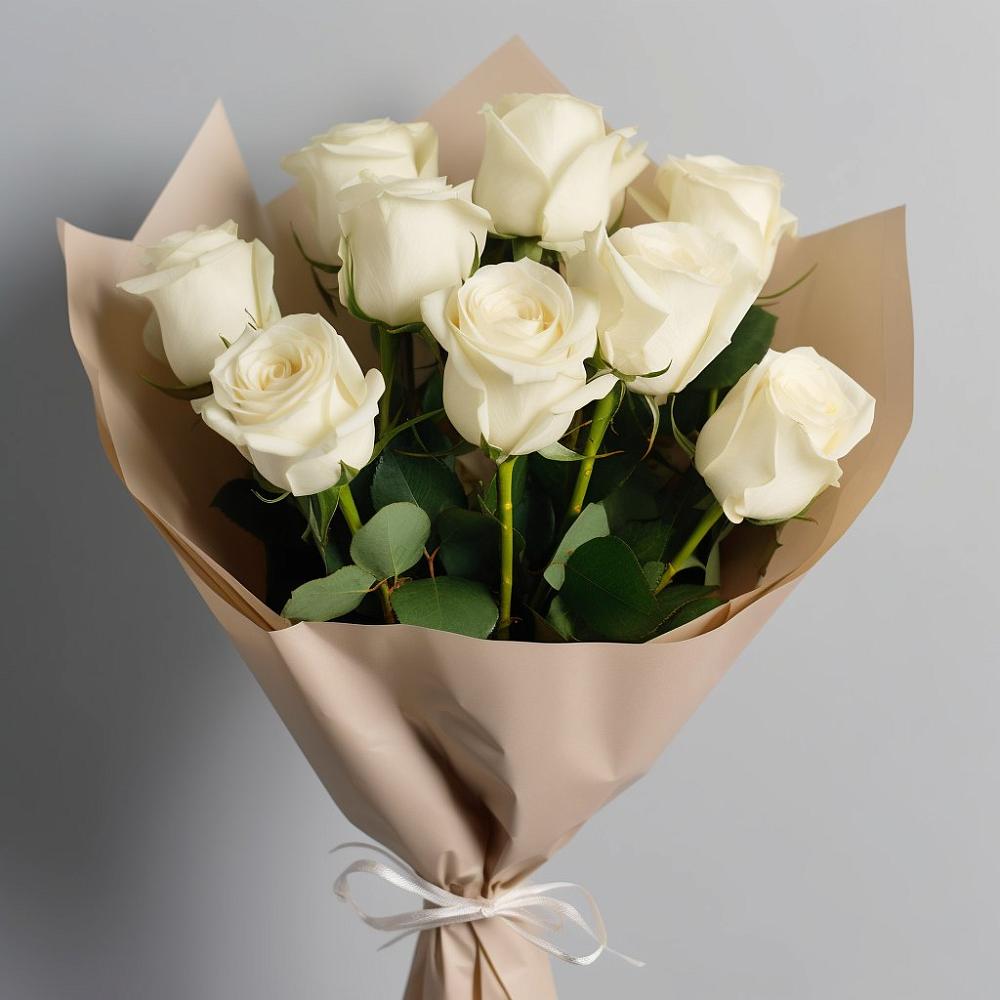 Букет 9 Белых роз Эдлесс Лав в Новоегорьевском