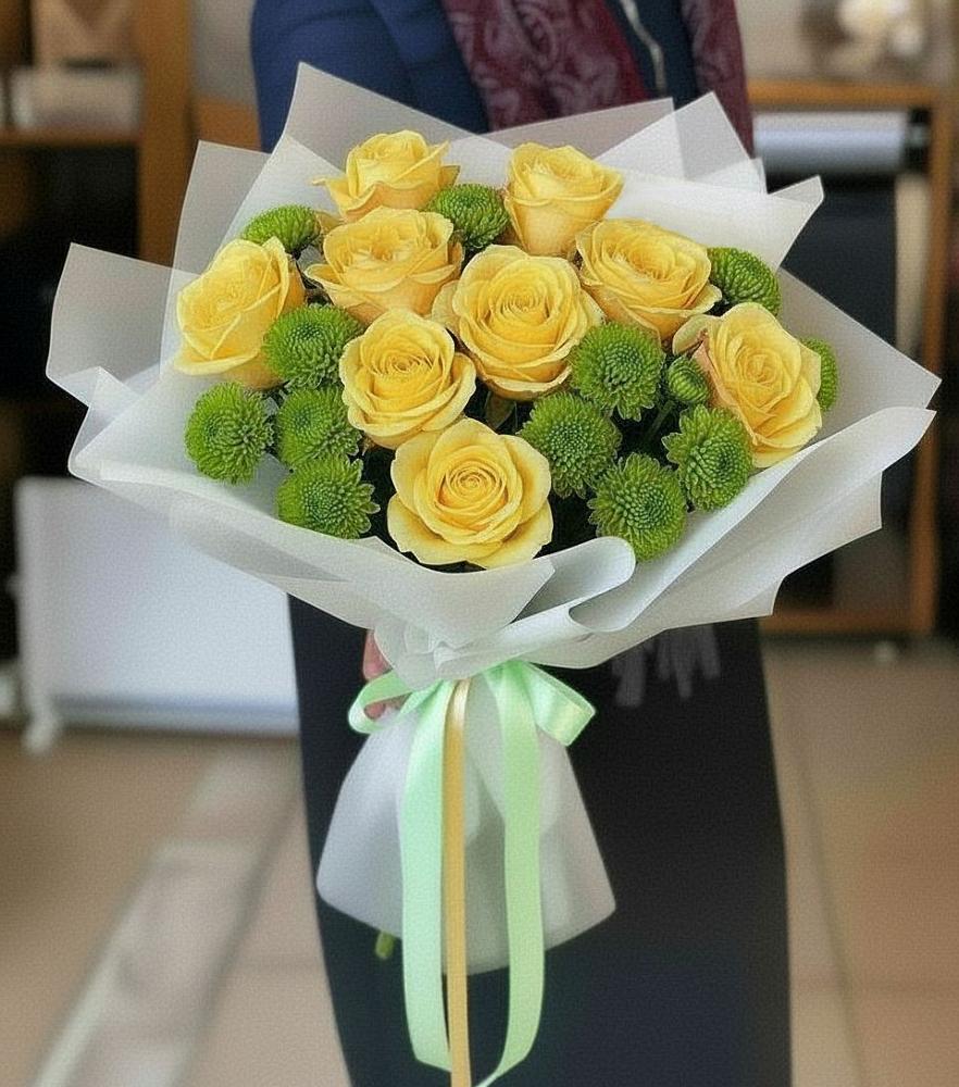 Букет цветов из: Хризантемы и Розы в Новоегорьевском