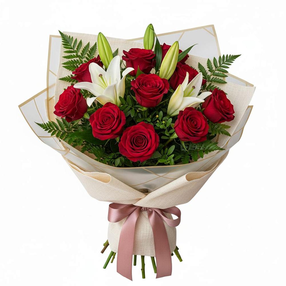 Букет цветов из: Лилии и Розы в Новоегорьевском