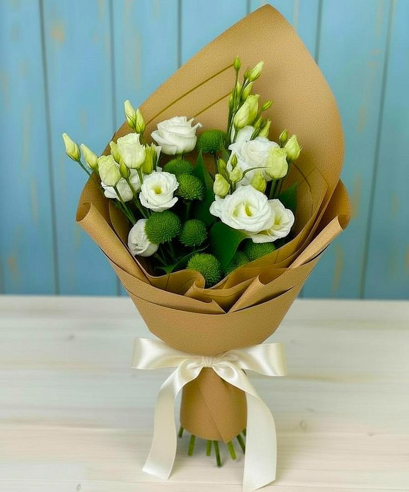 Букет цветов из: Хризантемы и Лизиантусы в Новоегорьевском