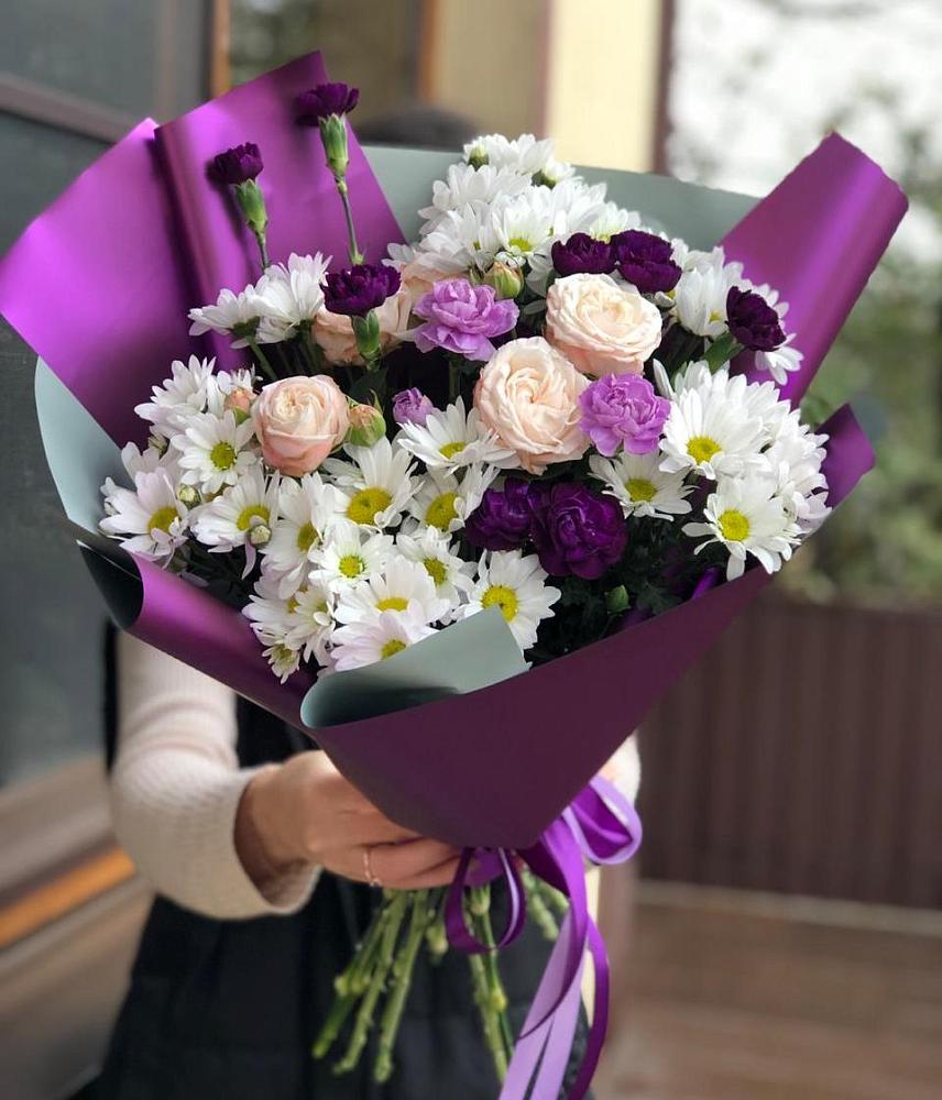 Букет цветов из: Хризантемы, Гвоздики и Розы в Новоегорьевском