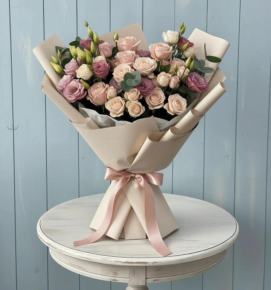 Букет цветов из: Розы и Лизиантусы в Новоегорьевском