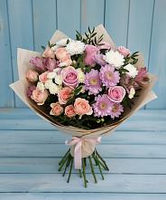 Букет цветов из:  Хризантемы, Розы и Альстромерии в Новоегорьевском
