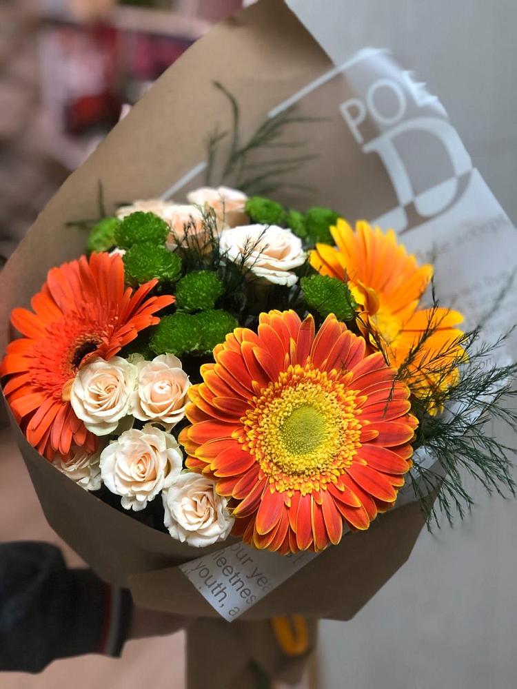 Букет цветов из: Герберы, Хризантемы и Розы в Новоегорьевском