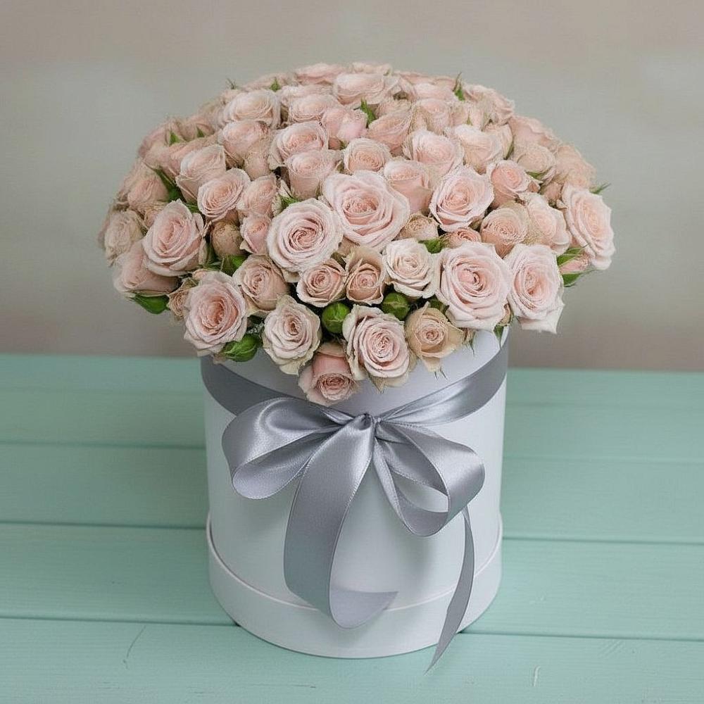 Цветочная композиция из Розы в шляпной коробке в Новоегорьевском